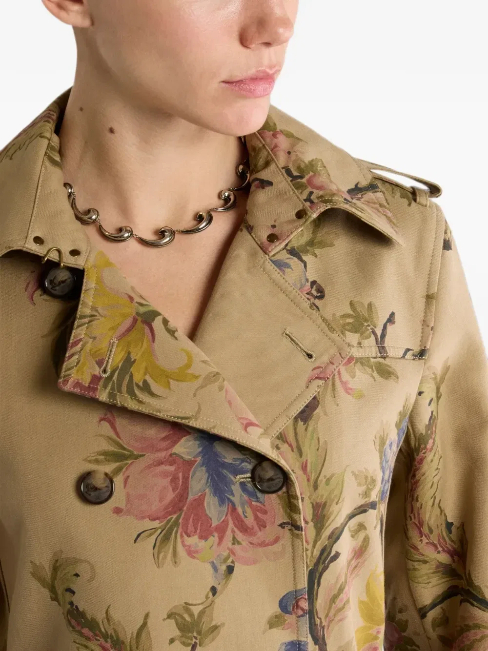 Габардиновый тренч с цветочным узором Etro, бежевый — фото 4