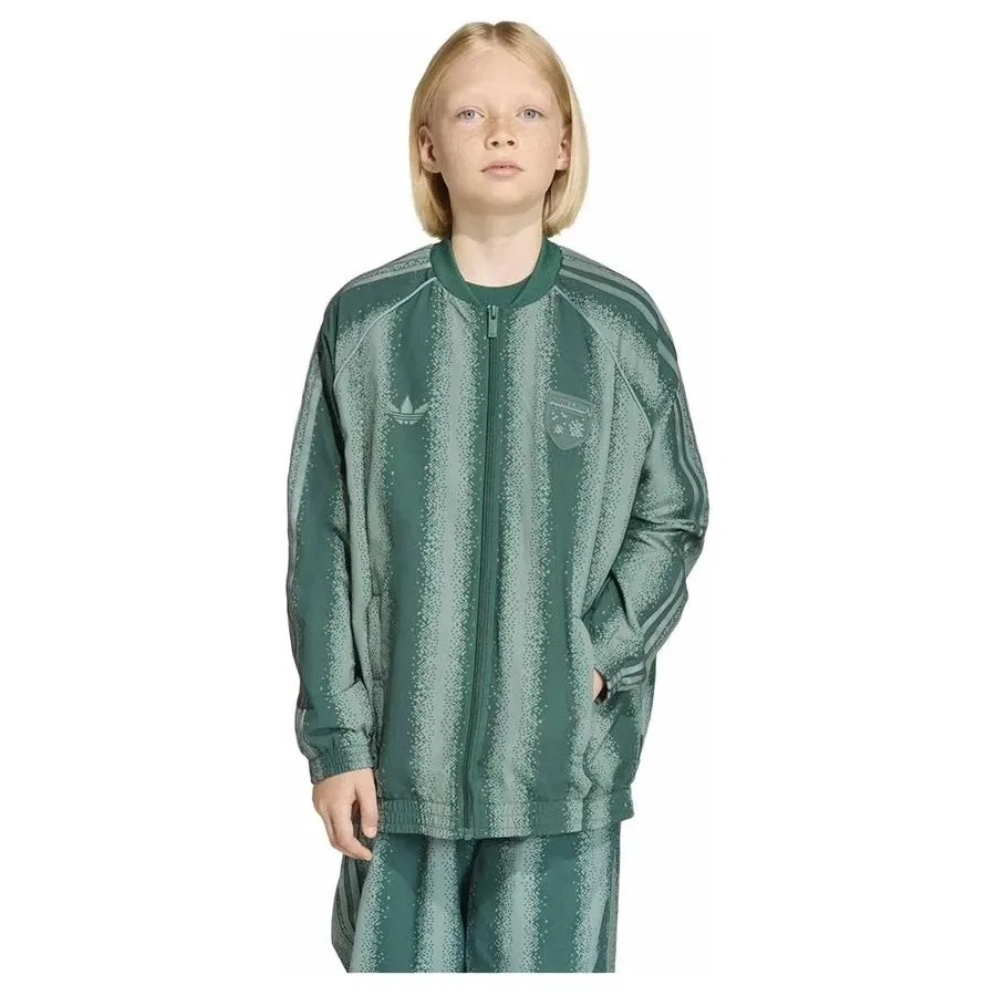 Детская спортивная куртка с высоким воротником adidas SST LO TT KE2752, Зеленый — фото 2
