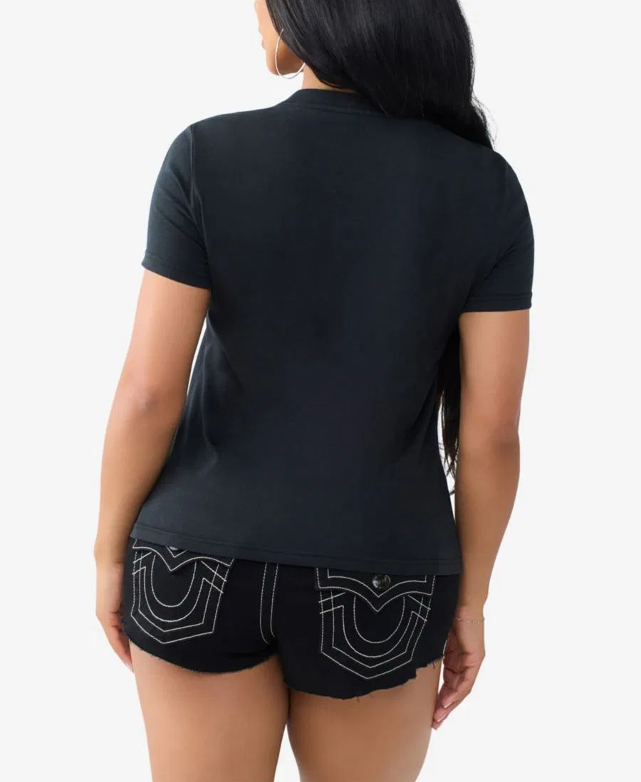 Футболка с кристальным принтом подковы True Religion, Jet Black — фото 4