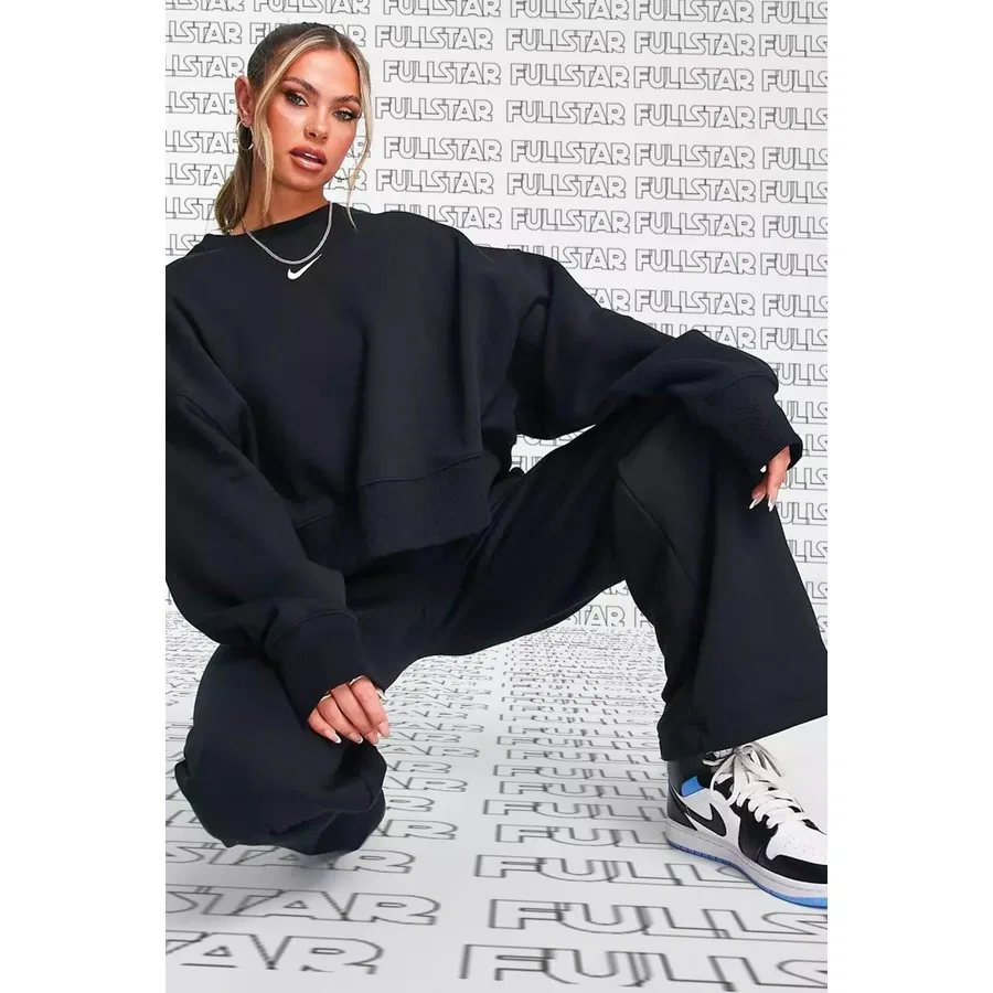 Женский свитшот оверсайз с флисовой тканью Sportswear Collection Essentials Nike, Черный
