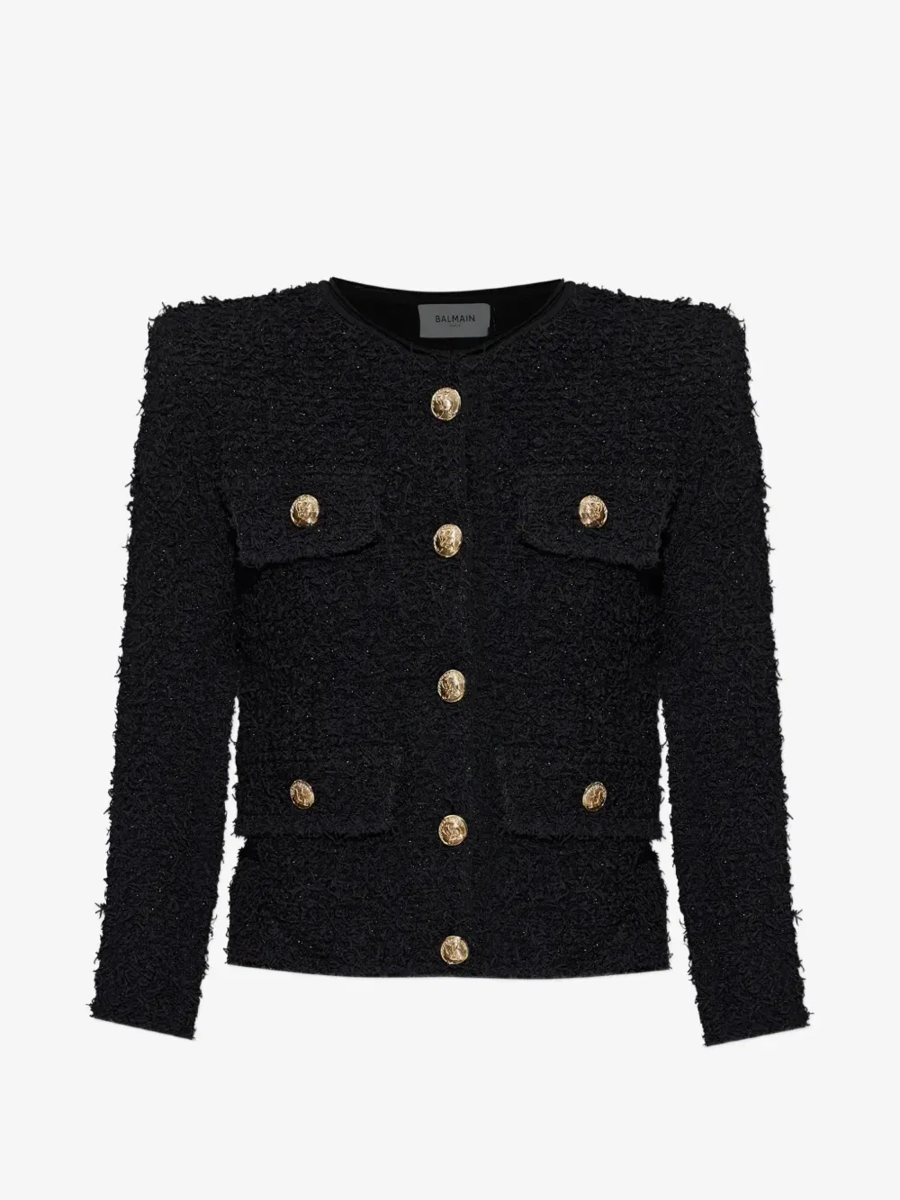 Твидовый жакет с подплечниками BALMAIN, черный