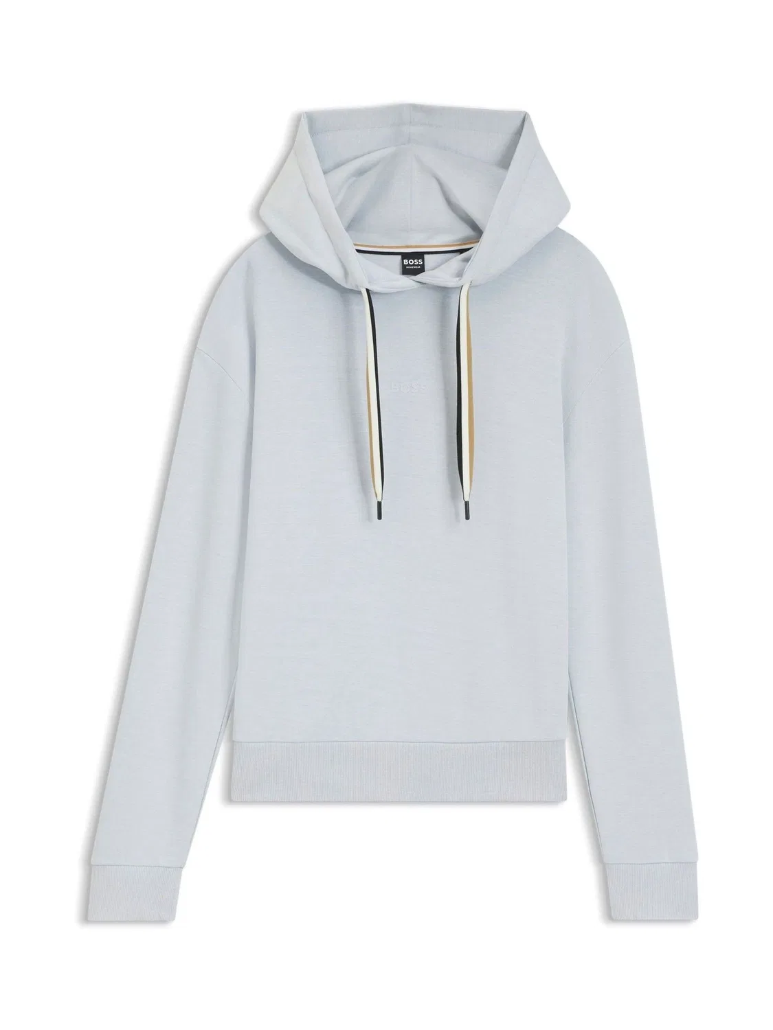 Худи BOSS Relaxed Fit с логотипом, серо-голубое
