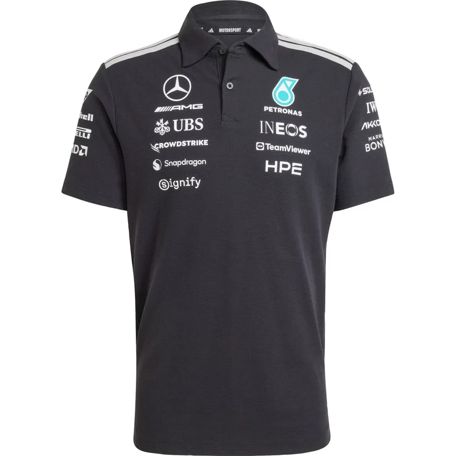 Поло с длинным рукавом Mercedes-AMG Petronas Formula 1 Team Engineers adidas, Черный — фото 3