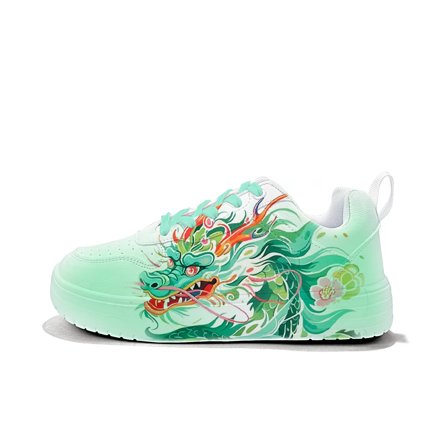 Детские кроссовки с принтом Wood Dragon ZUOLENGCHAN, White-National Drawing Wood Dragon — фото 3