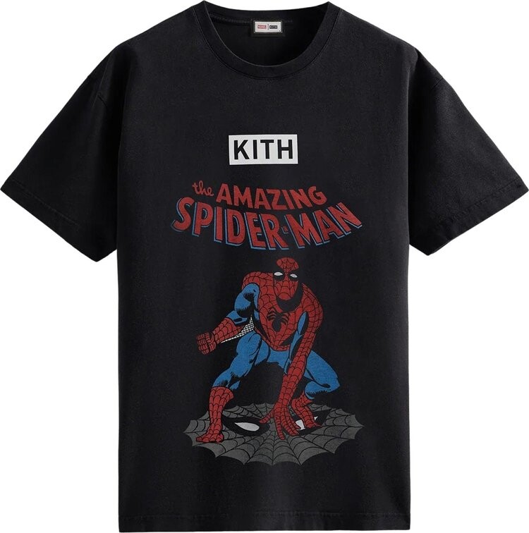 

Футболка Kith For Spider-Man Allies Vintage Tee 'Black', черный