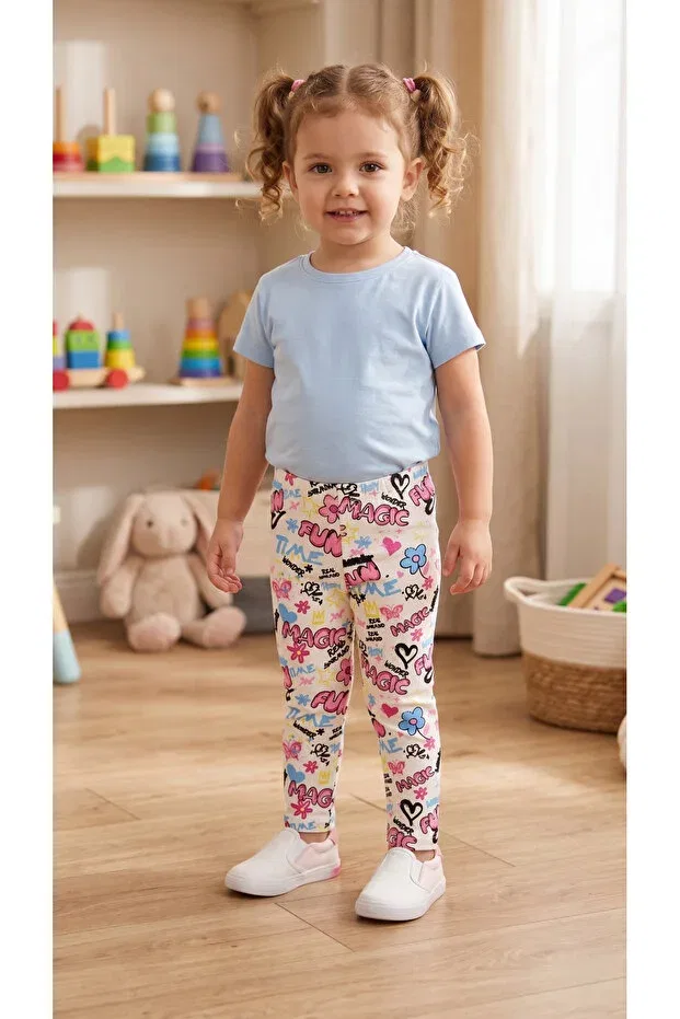 Детские леггинсы для девочек с принтом Fuar Baby, Text Patterned