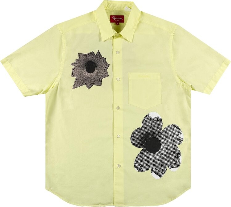 Рубашка Supreme x Nate Lowman Short-Sleeve Shirt 'Pale Yellow', желтый — фото 2