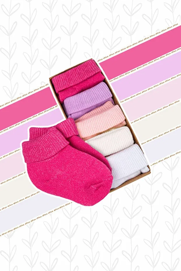Детские носки для девочек органические 5 шт Organic cotton 5-piece boxed baby girl socks in candy colors 0-24 months Akface, Pink