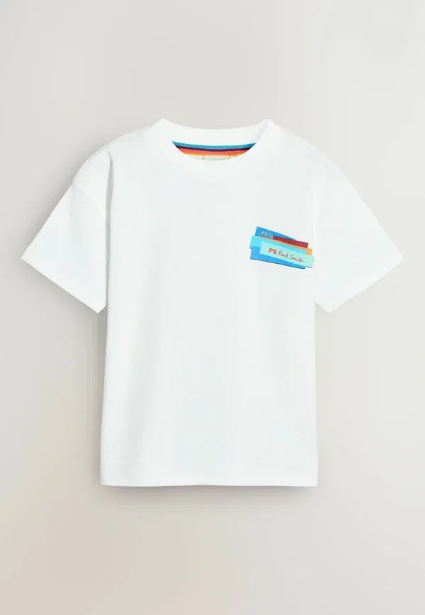 Футболка хлопковая Paul Smith Junior, белый/черный/синий — фото 4