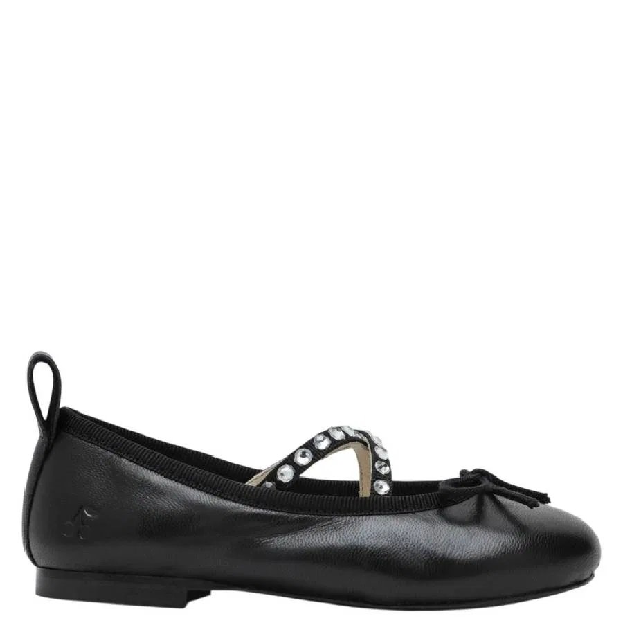 Балетки с ремешком и стразами Strap Rhinestone Embellished Flats Bonpoint, Black
