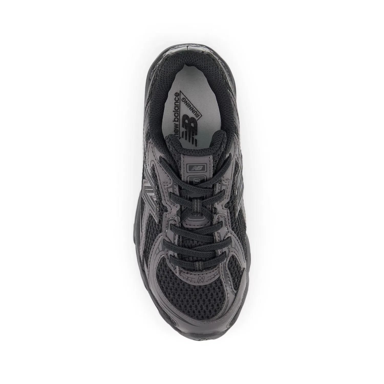 Детские кроссовки на шнурках с сетчатым верхом 740 Bungee Lace New Balance, Black Cement — фото 4