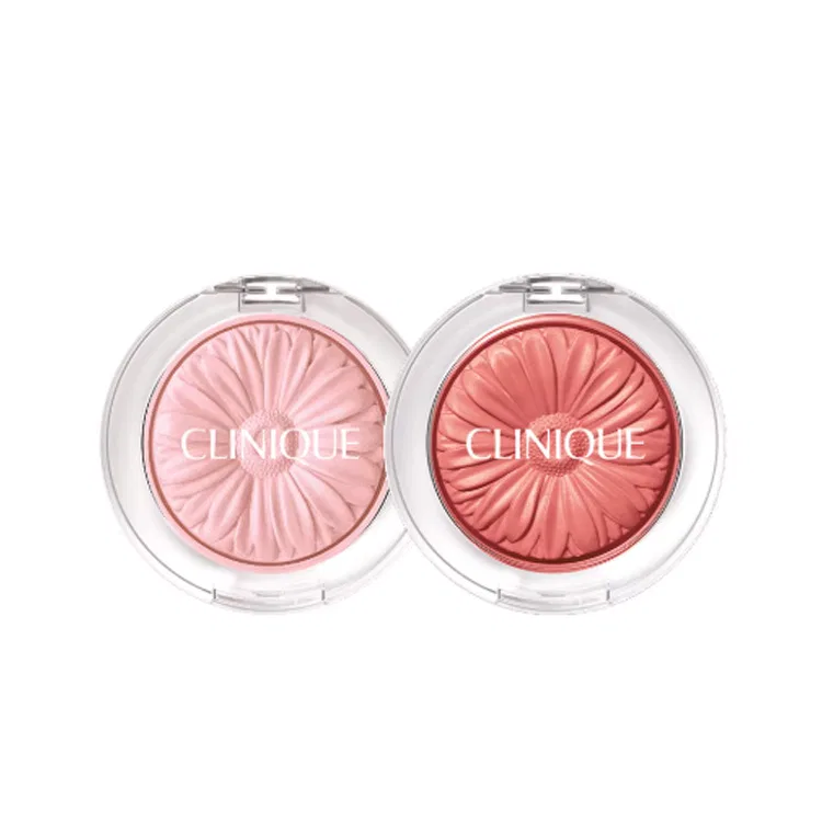 Женские румяна-компакт с кистью, набор из двух оттенков, CLINIQUE, Fairy Pink/Fresh Look Orange Pink
