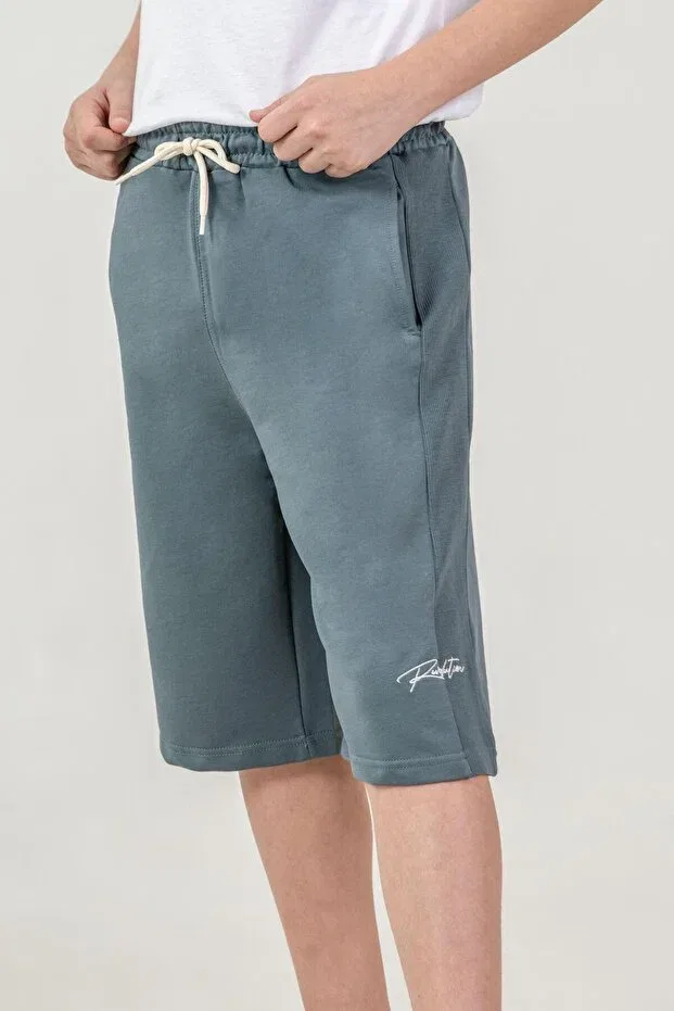 Детские шорты для мальчиков с вышивкой Mışıl Kids, Gray Green — фото 3