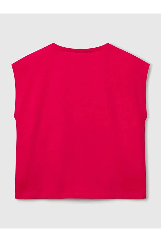 Детская футболка для девочек с принтом Benetton, Fuchsia — фото 3