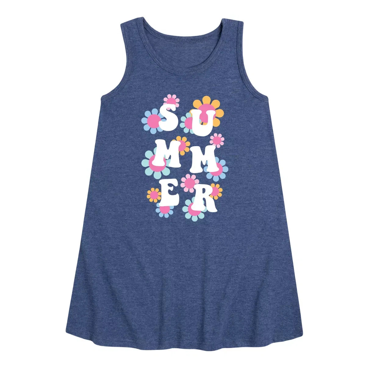 Детское платье-трапеция без рукавов Summer Flowers Instant Message, Heather Navy