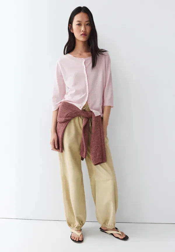 Кардиган хлопковый Cardigan Massimo Dutti, розовый — фото 4