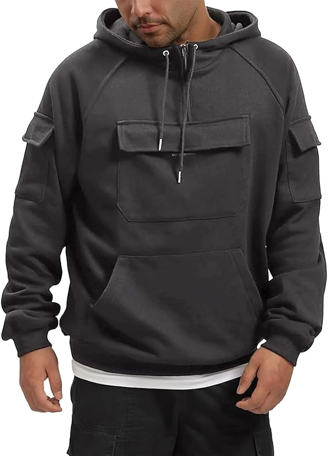 

Мужская худи с капюшоном и карманом Quarter Zip Pullover