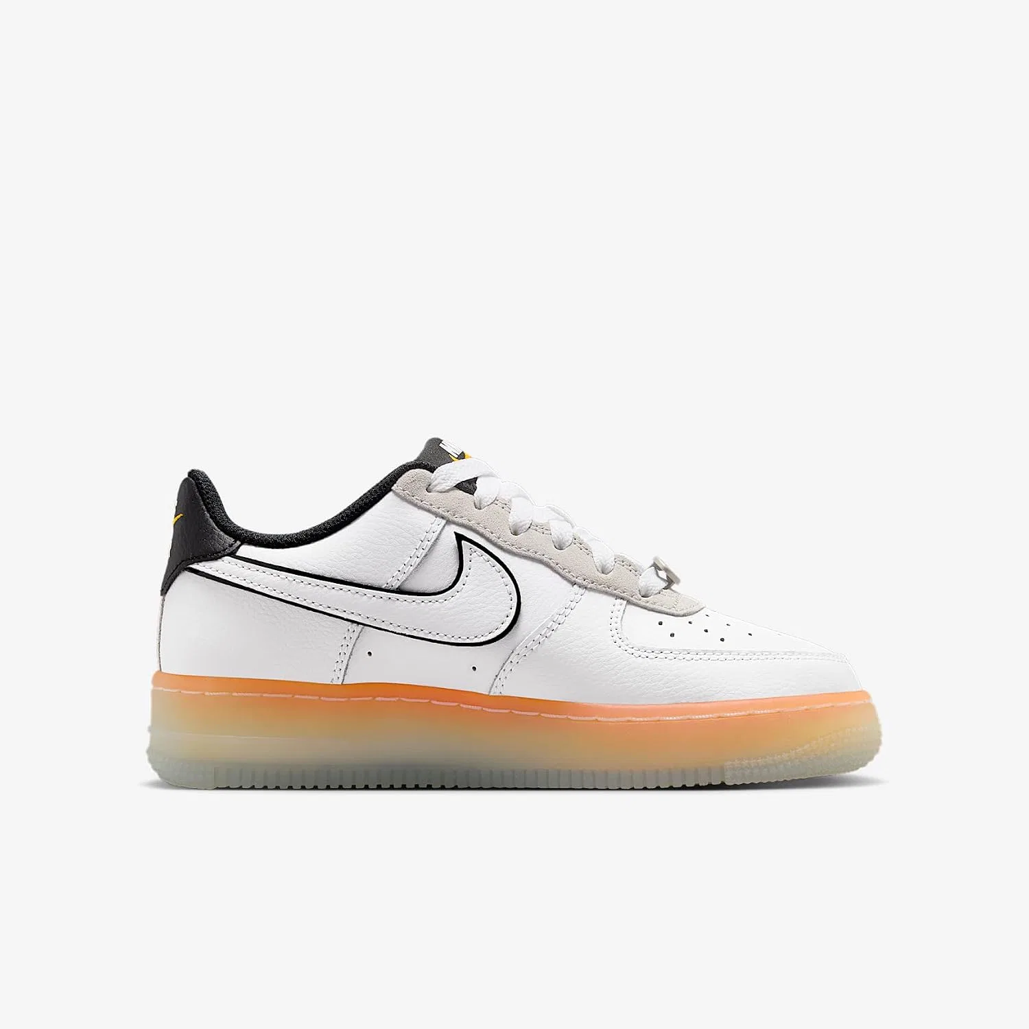 Детские кроссовки для мальчиков Nike Air Force 1 Big Kids' Shoes, White/Black/Orange Peel/White — фото 3