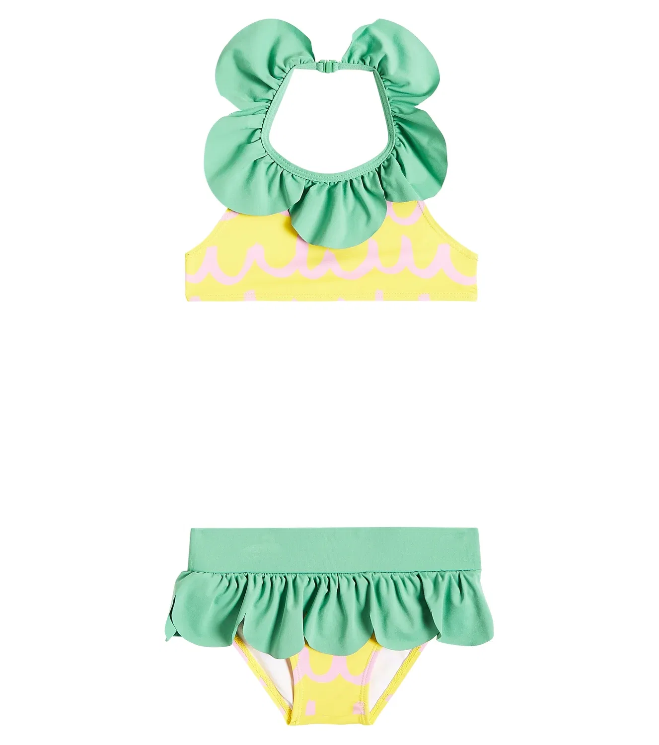 Раздельный купальник с рюшами и принтом Stella Mccartney Kids, мультиколор