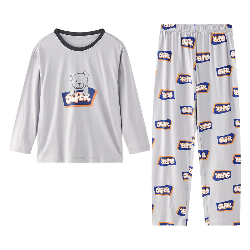 Детский комплект пижамы с длинным рукавом Red bean, Medium Gray