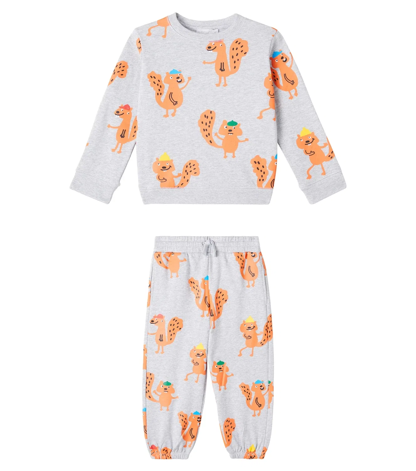 Комплект из хлопковой толстовки и спортивных брюк Stella Mccartney Kids, серый