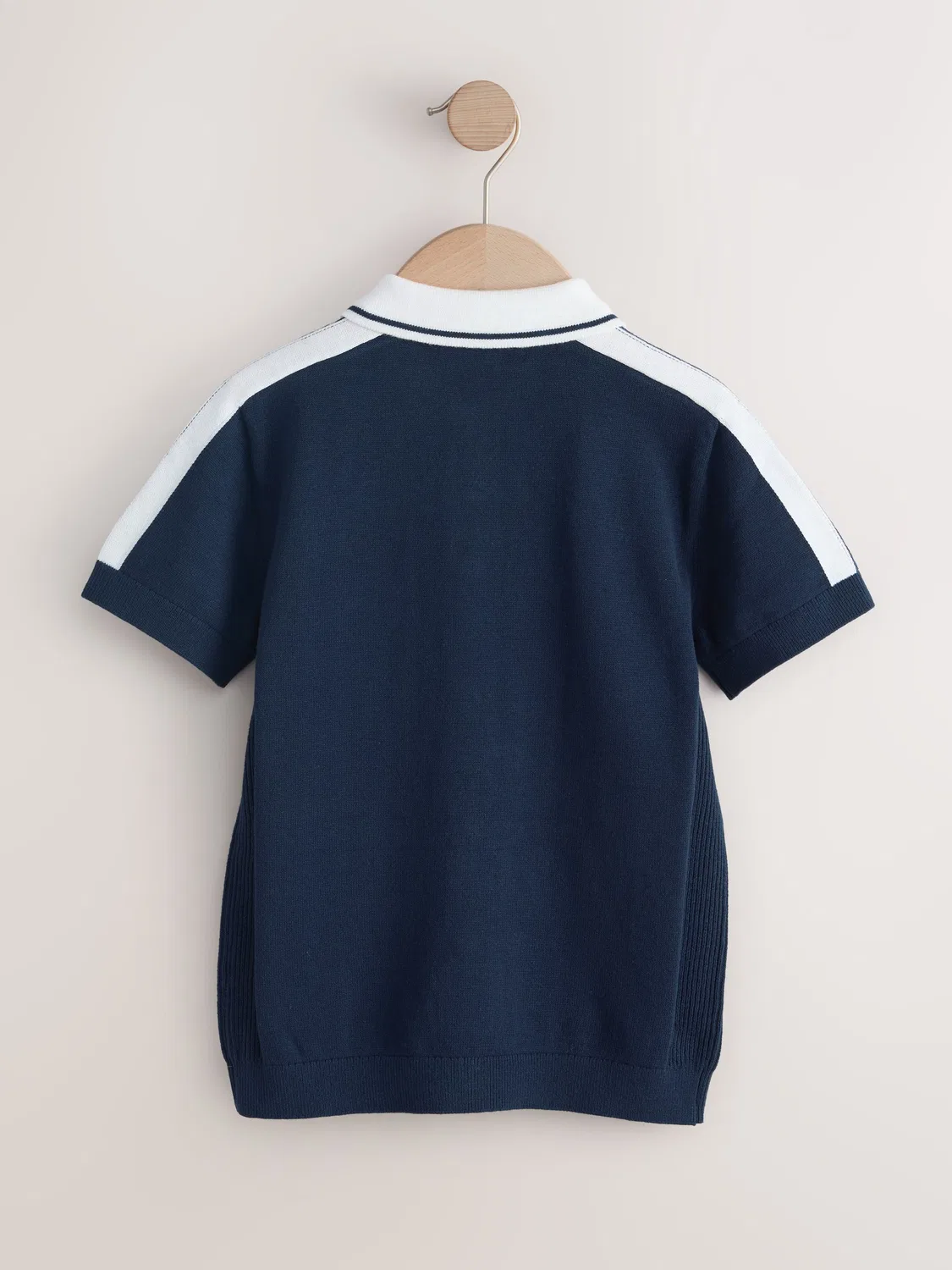 Поло трикотажное, классический воротник, Navy Blue Knitted Polo Shirt Next, темно-синий — фото 2