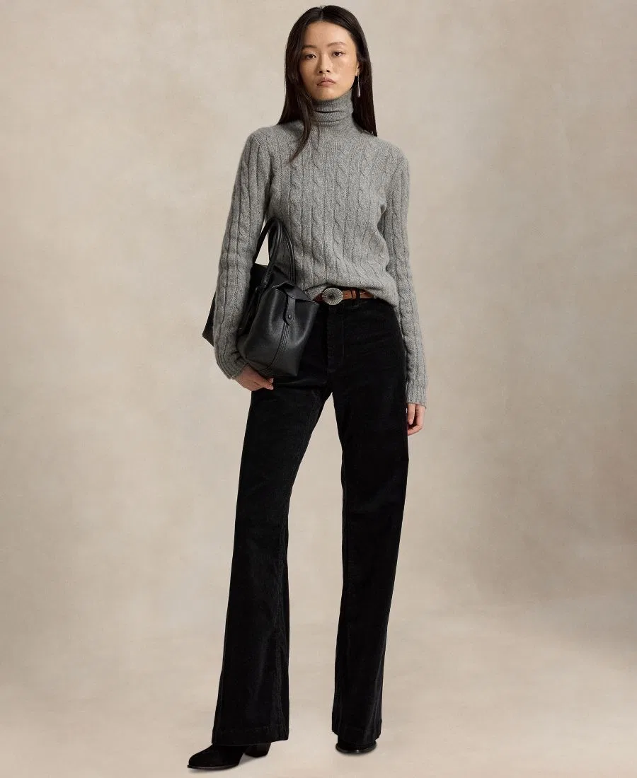 Женские вельветовые брюки-клеш Beaton Corduroy Flared Pants Polo Ralph Lauren, Polo Black — фото 2