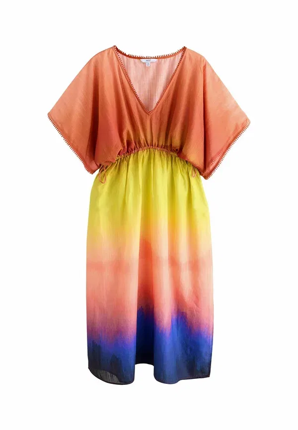 Платье-кафтан хлопковое Regular fit maxi floral print kaftan Next Multi Ombre — фото 2
