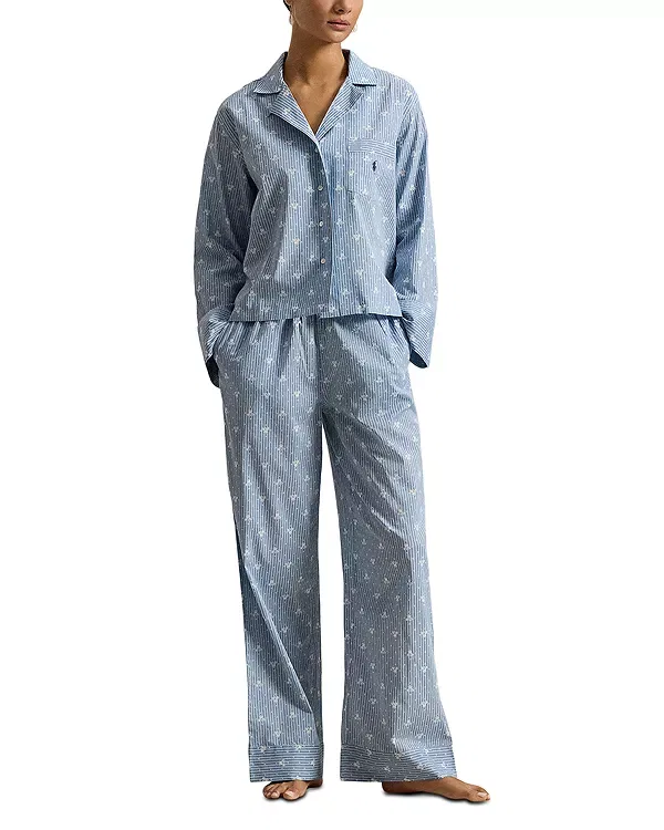 Женский комплект пижамы с принтом Long Sleeve Pajama Set Polo Ralph Lauren, Vintage Floral Stripe