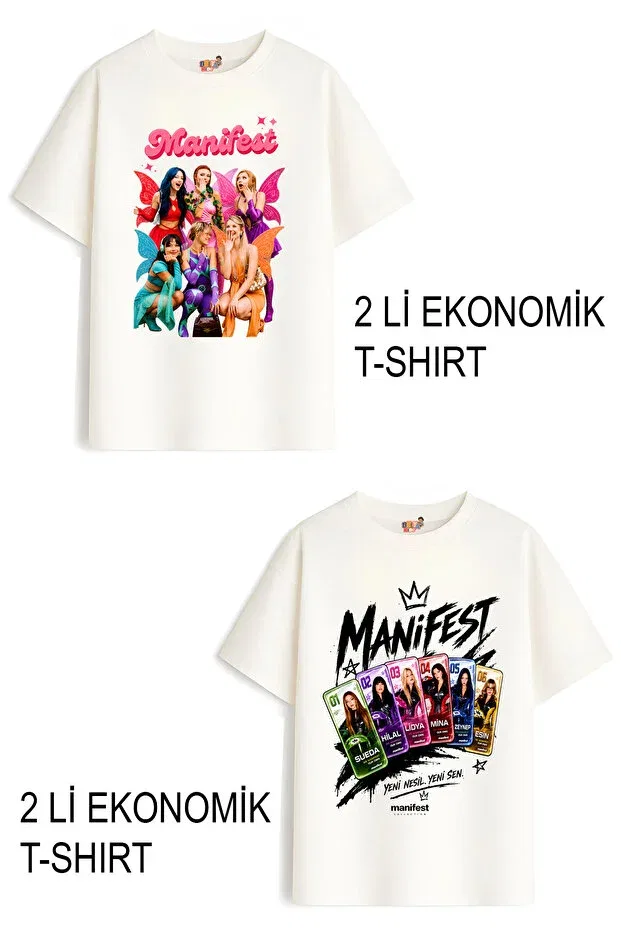 Детский комплект футболок для девочек с принтом Manifest Design Belya Kids Wear, White