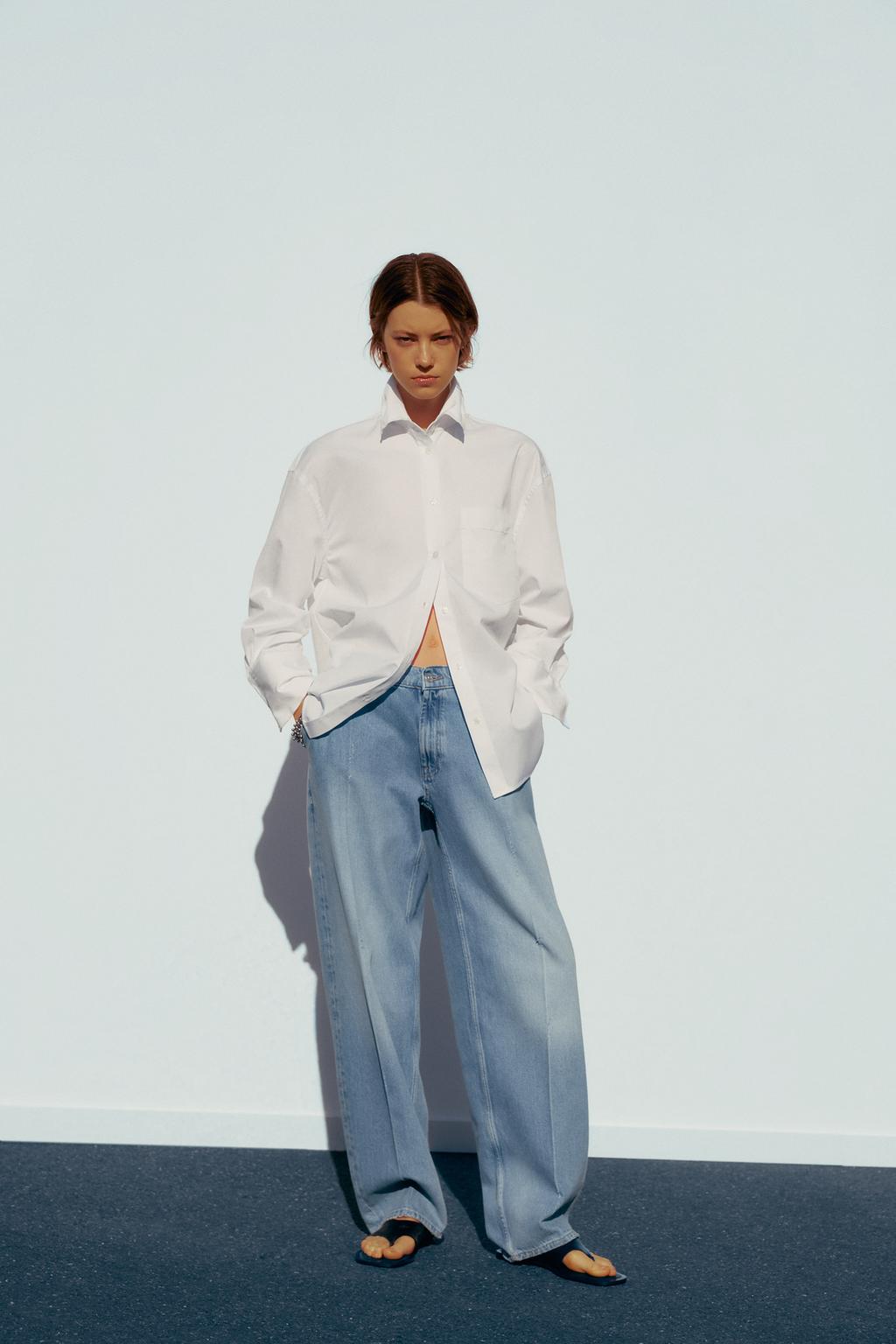 

Формуемая рубашка оверсайз ZARA, белый