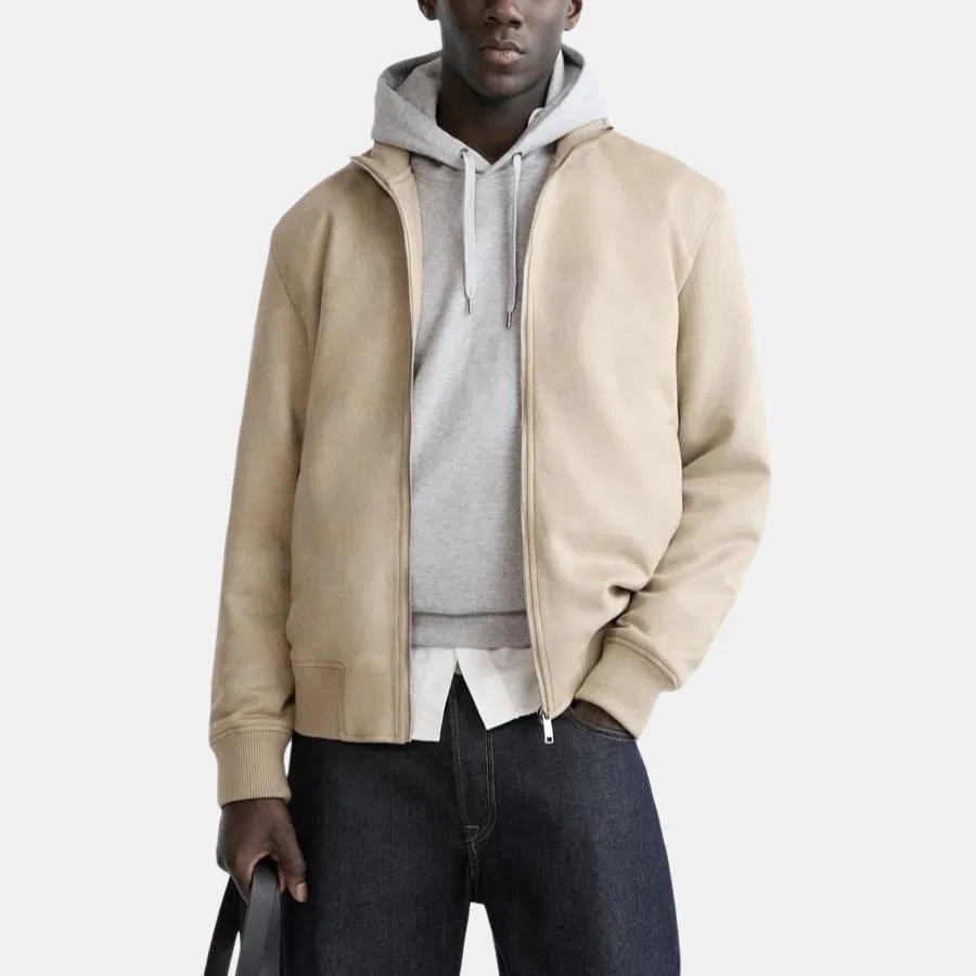Мужская куртка-пилот с воротником-стойкой Beige ZARA — фото 3