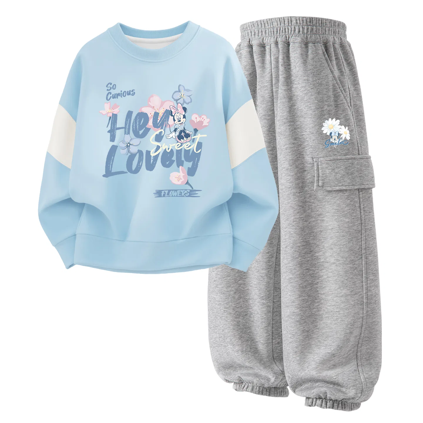 Детский спортивный комплект с принтом Disney Casual Sportswear Disney, Coconut Pudding Blue+Disney Round Logo Mickey Mouse K Gray — фото 4