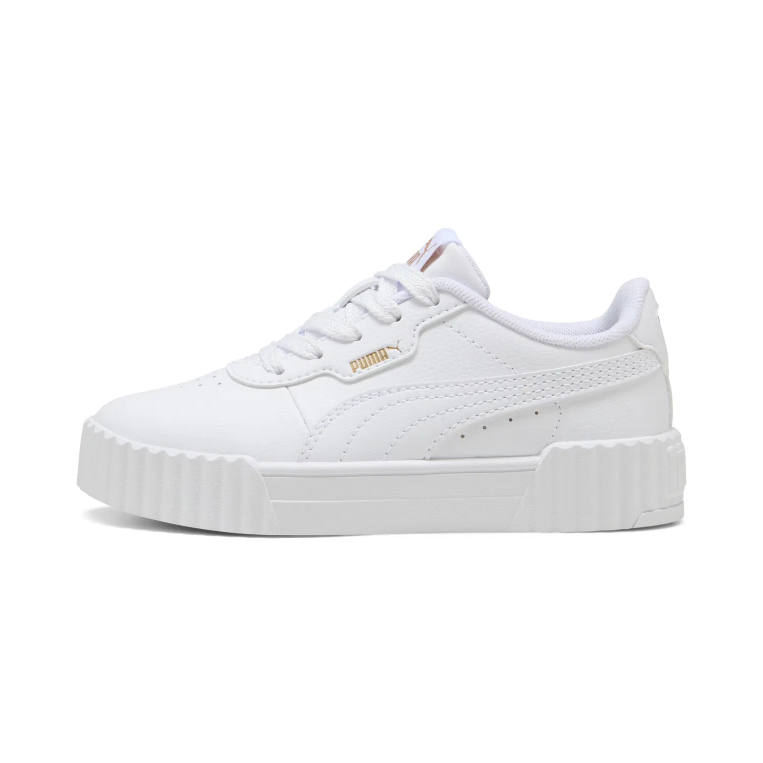 Детские теннисные кроссовки с шнуровкой PUMA, White/Gold — фото 2