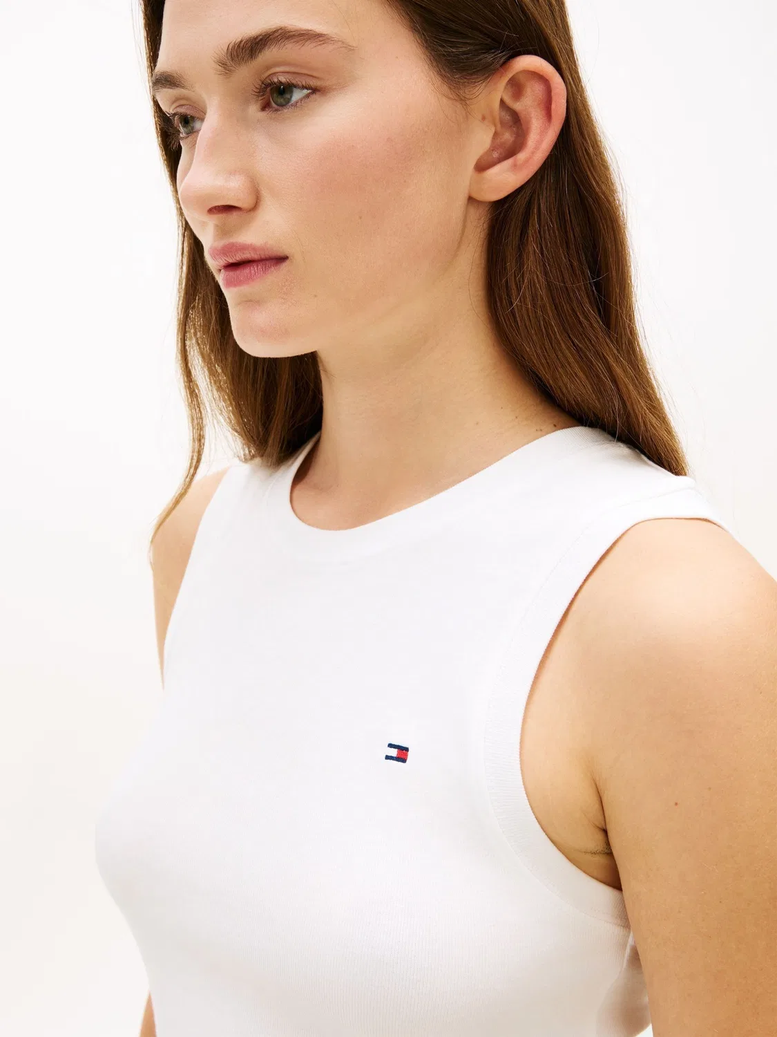 Топ с круглым вырезом, облегающий Tommy Hilfiger, белый — фото 4