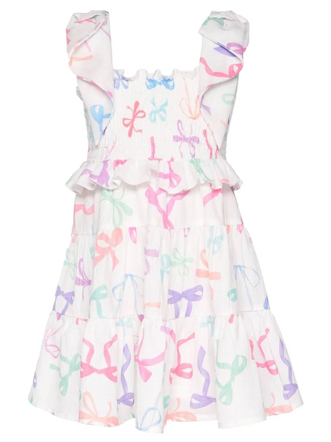 Детское платье для девочек с принтом бантов Bow Print Baby Sara, White Multi