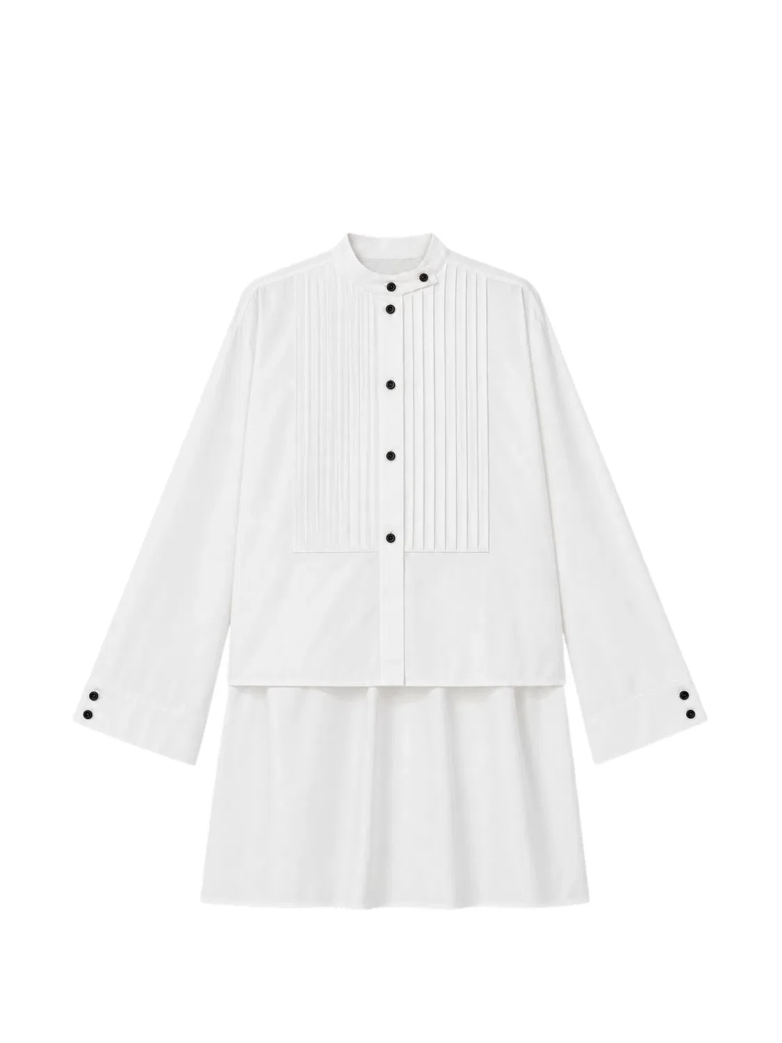 Хлопковая рубашка с плиссированной планкой Emporio Armani, белый