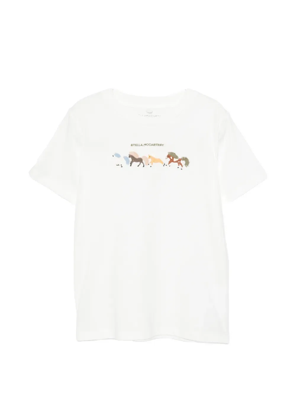 Футболка с вышивкой Horse Stella McCartney Kids, белый