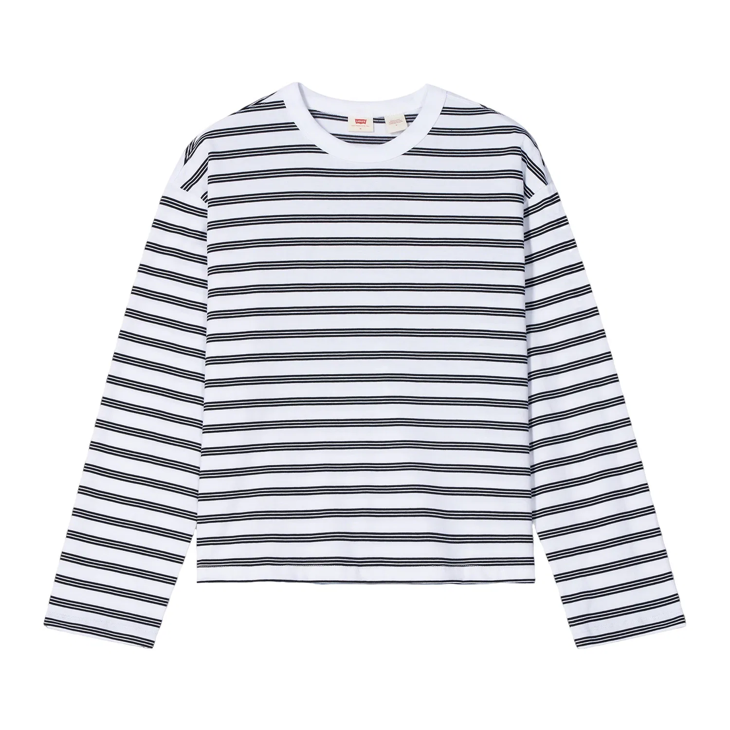 Женская футболка с круглым вырезом, с полоской, Levis, Black White Stripes