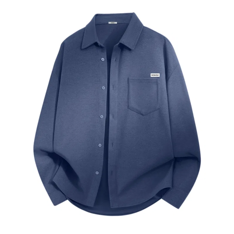 Детская рубашка утепленная на флисе MINISO, Anti-Static Flannel Blue