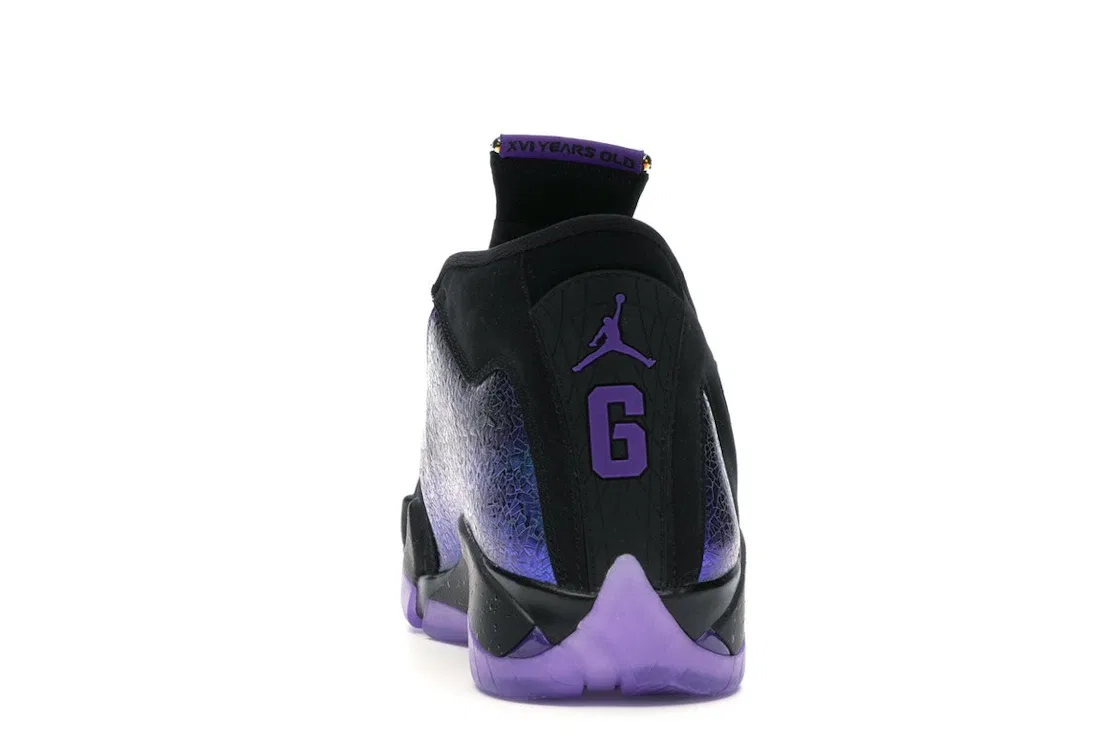 Детские кроссовки лимитированной серии с принтом Jordan 14 Retro Doernbecher (2019) (GS) Jordan, Black/Court Purple-Multi-Color-White — фото 4