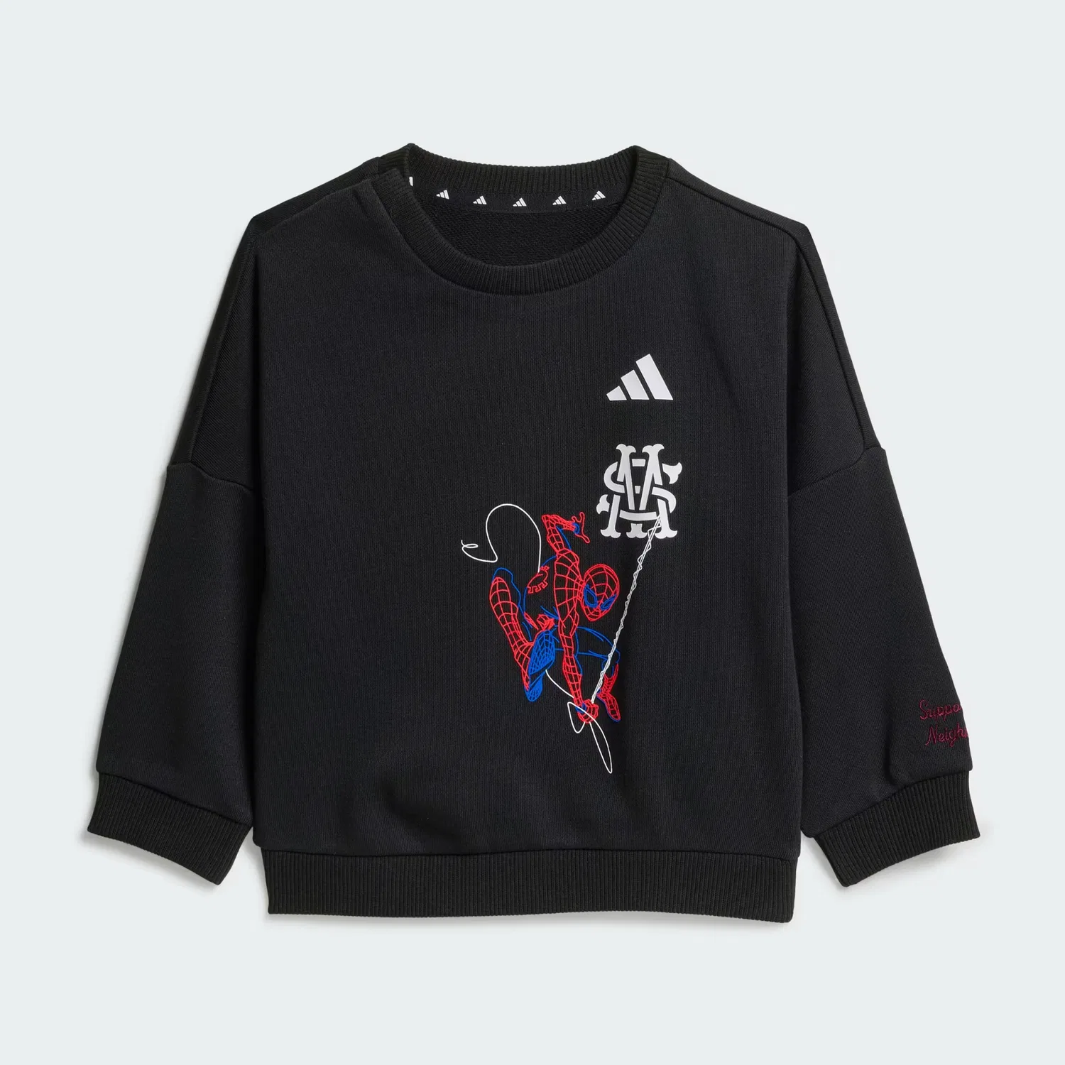 Детский спортивный костюм из футера Marvel Spider-Man Adidas Sportswear, черно-белый — фото 2