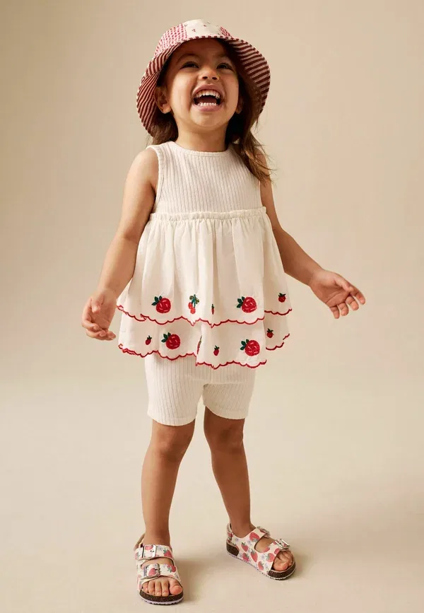 Комплект из лосин и топа с вышивкой Next ecru berry embroidery, экрю — фото 2