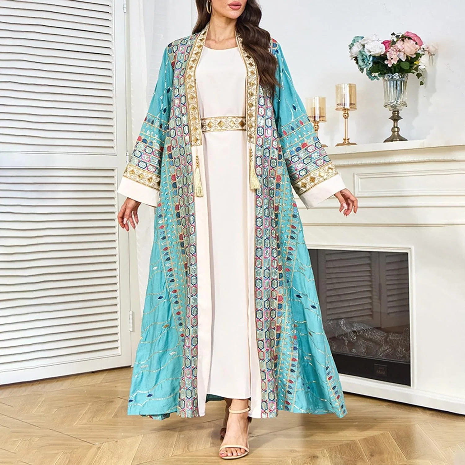 Женское мусульманское платье для молитвы Dubai Maxi, Blue — фото 3