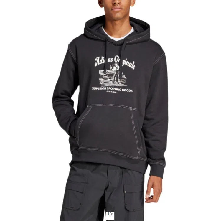Мужское худи с принтом Adidas Originals, Black — фото 3