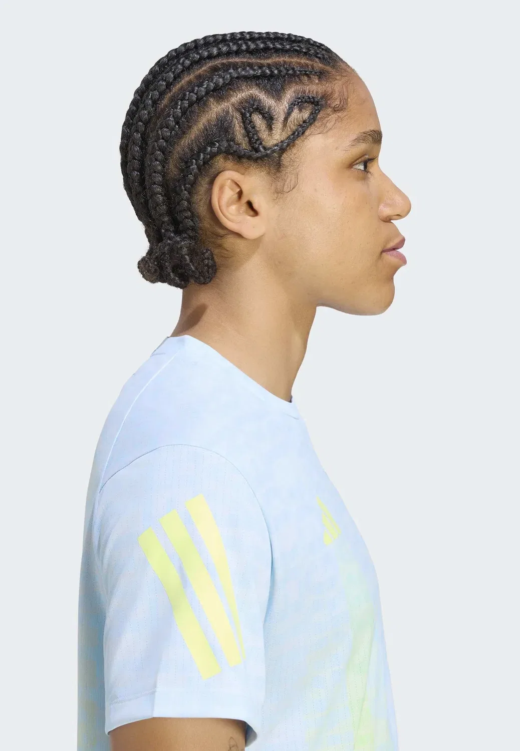 Ber26 aop tee w - спортивная футболка Adidas Performance, Crystal Sky/Frozen Lemon — фото 4