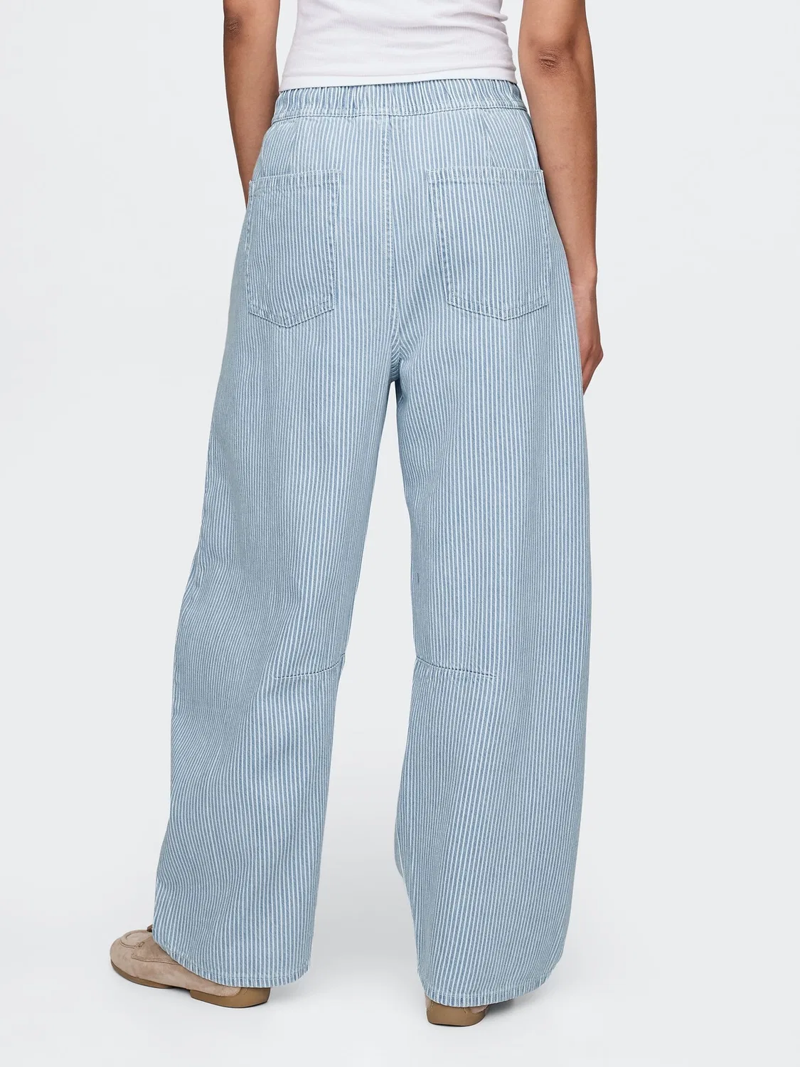 Джинсы-бананы Gap Mid Rise UltraSoft Stripe Easy Barrel Horseshoe, синие — фото 2