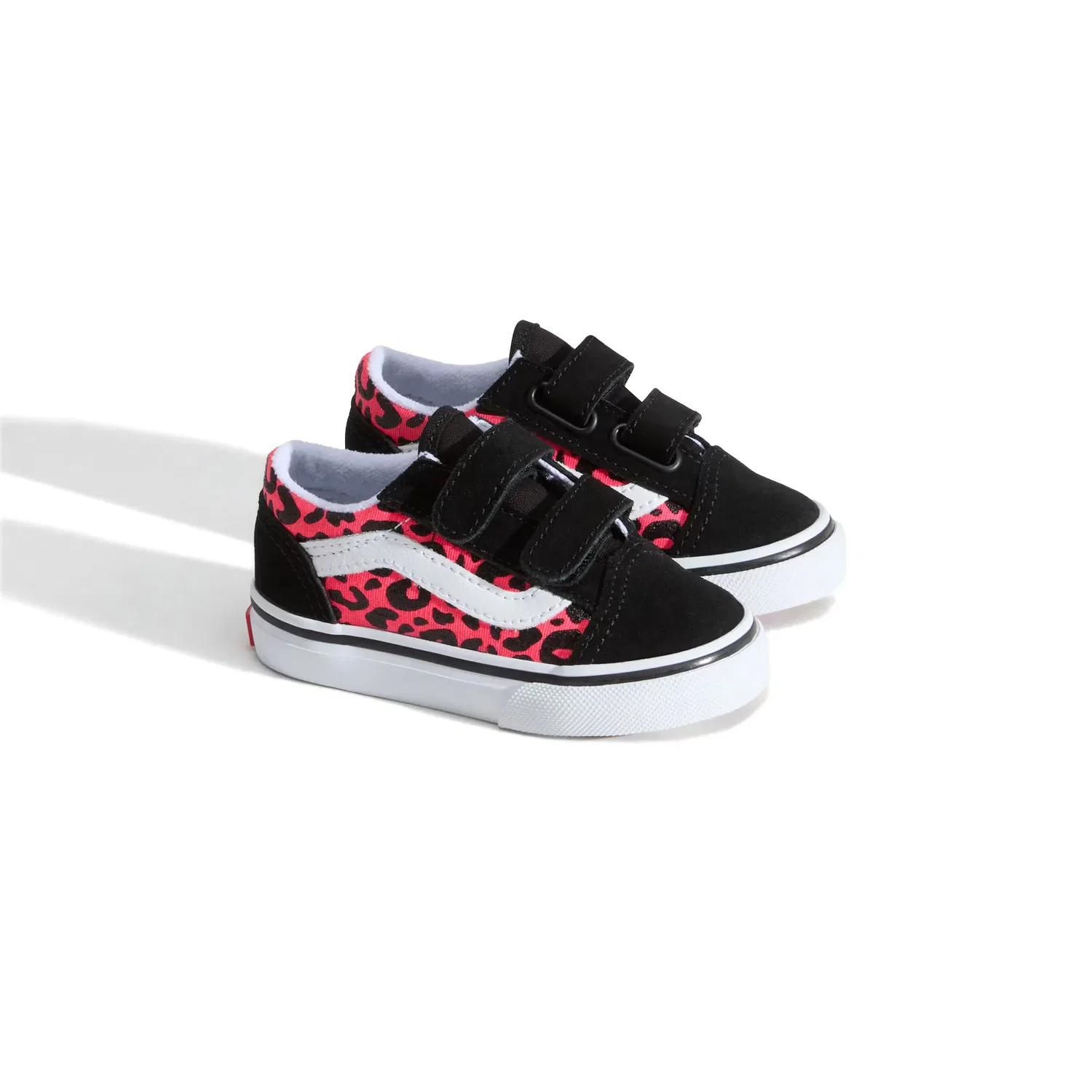 Детские кеды для малышей на липучках Old Skool Velcro Vans, Negro / Rosa — фото 2