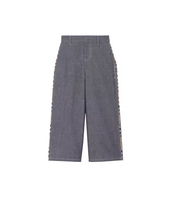 Детские брюки для девочек хлопковые с отделкой Burberry, Damson Blue Melange
