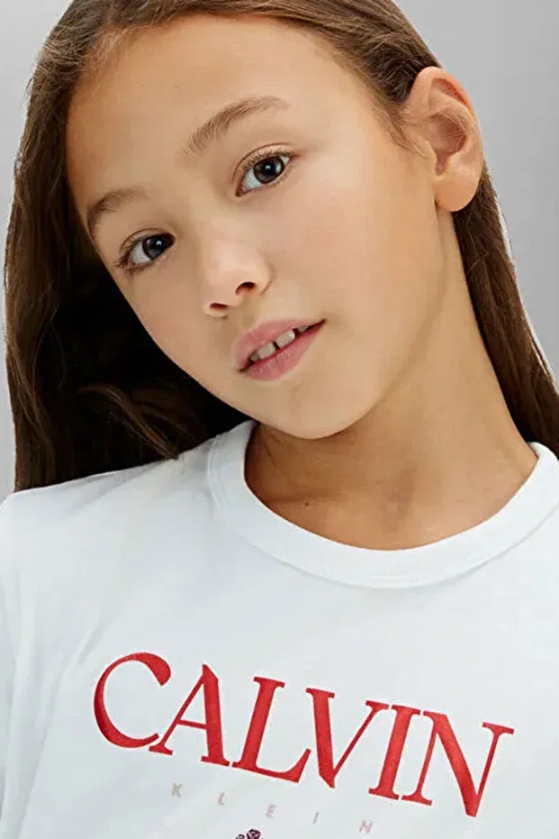 Детская футболка для девочек хлопковая ig0ig03060 Calvin Klein, White — фото 4